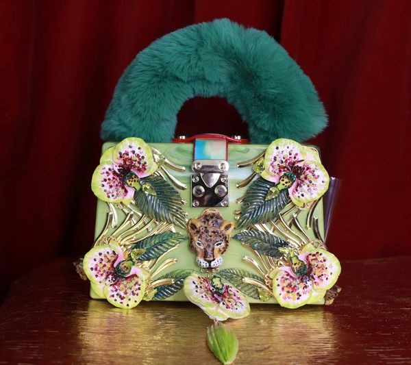 9319 Baroque Boutique Style Leopard Orchids Embellished Handbag