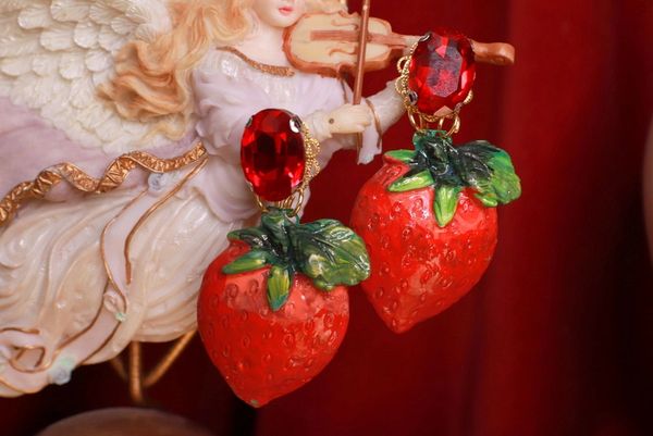 9329 Baroque Huge Strawberry Irregular Hand Painted Studs Earrings