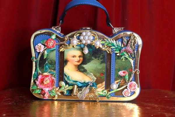 9335 Blue Victorian Box Marie Antoinette Embellished Handbag