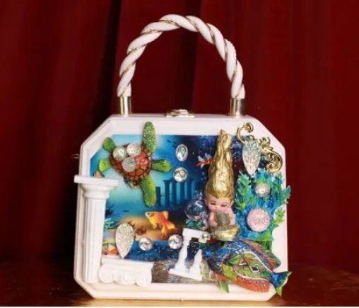 9344 Baroque Boutique Style Aquarium Nautical Embellished Handbag
