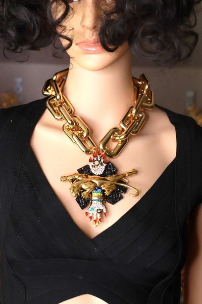 SOLD! 9353 Baroque Chained Leopard Massive Necklace