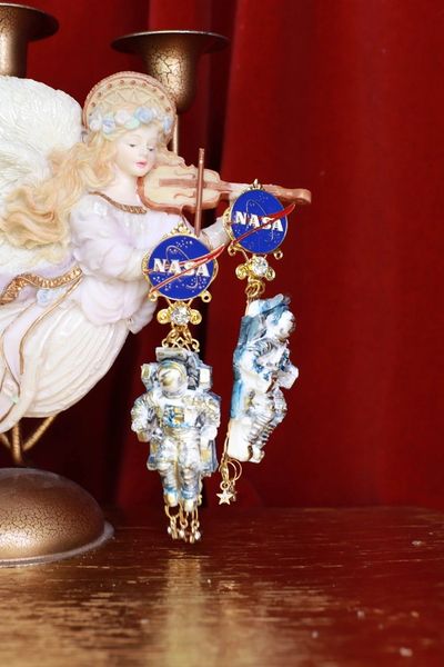 SOLD! 9355 NASA Astronaut Hand Painted Earrings