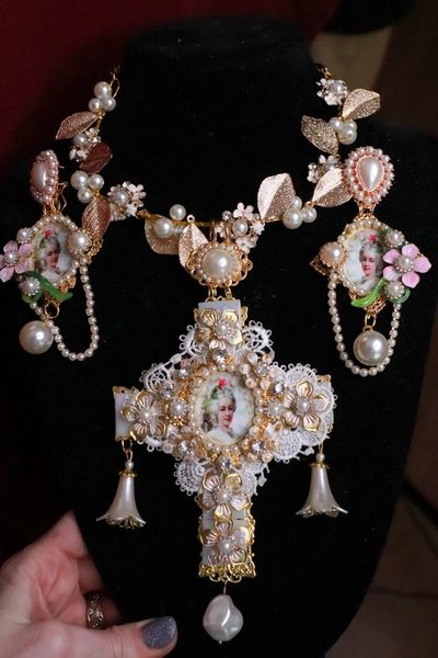SOLD! 9261 Marie Antoinette Massive Cross Necklace
