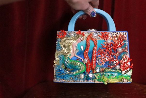 SOLD! 9372 Baroque Boutique Style Mermaid Seahorses Nautical Embellished Handbag