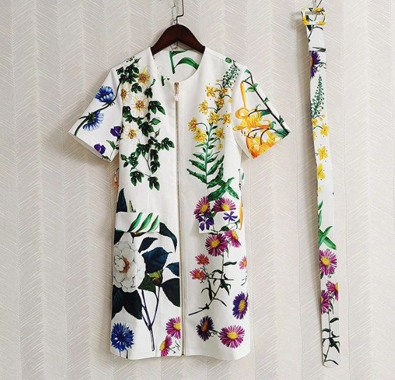 9394 Baroque Summer Floral Print Runway 2022 Mini Dress
