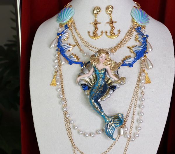 SOLD! 9398 Set Of Nautical Octopus Mermaid Necklace+ Earrings