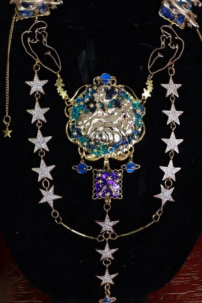 SOLD! 9436 Celestial Mystical Lady Holding The Moon Star Necklace