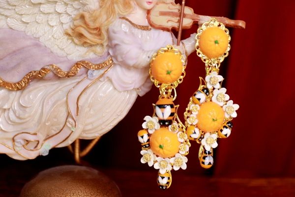 9461 Baroque Orange Fruit Light Weight Earrings