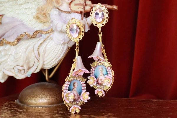 SOLD! 9472 Young Marie Antoinette Tall Earrings Studs
