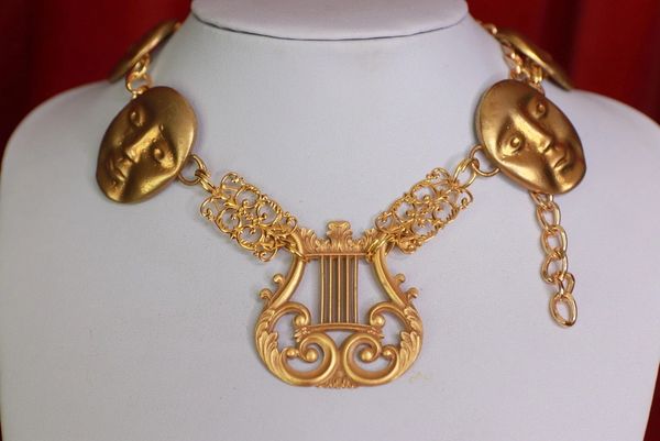 SOLD! 9475 Victorian Harp Faces Necklace Choker