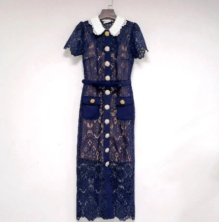 9500 Luxury Crochet Heavy Designer Midi Dress