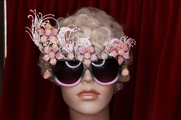 SOLD! 9553 Baroque Grade Flowers Filigree Embellished Sunglasses