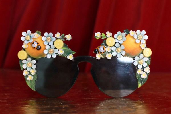 9573 Baroque Sicilian Lemon Fruit Green Length Embellished Sunglasses