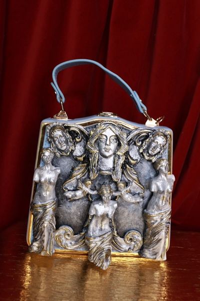 SOLD! 9608 Unusual Stone effect Roman Statues Embellished Handbag