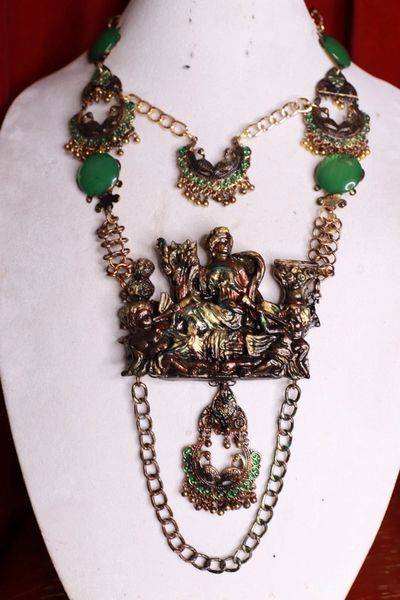 9619 Dark Series Art Jewelry 3D Effect Bronze Patina Greek Goddess Huge Necklace