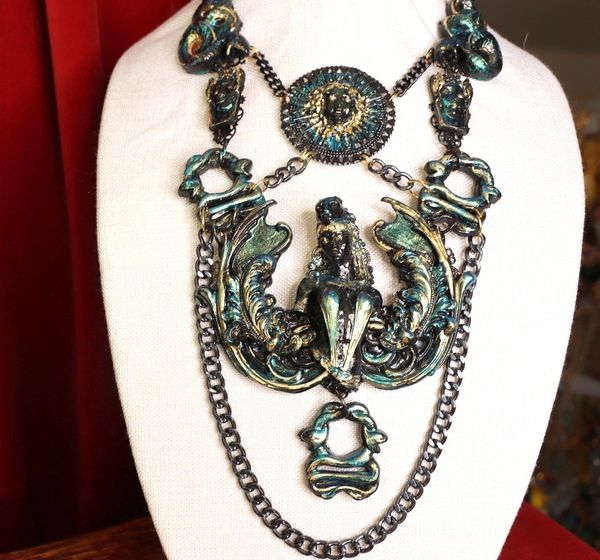 SOLD! 9639 Roman Revival Goddess Medusa Art Deco Large Necklace