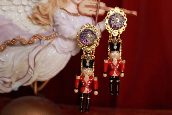 SOLD! 9656 Baroque Enamel Nutcracker Studs Earrings