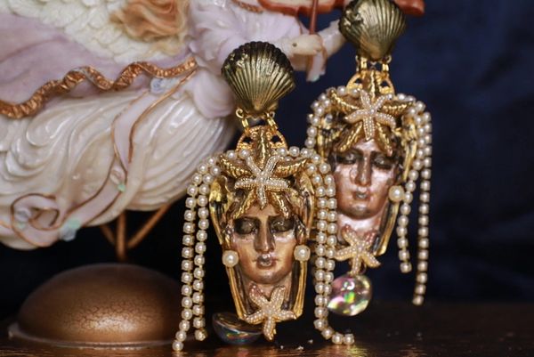 SOLD! 9732 Medusa Mermaid Nautical Baroque Studs Earrings