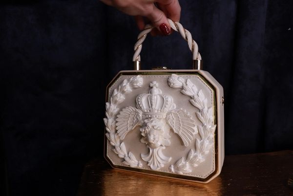 SOLD! 9768 Baroque Pearl Chubby Cherub Winged Embellished Handbag