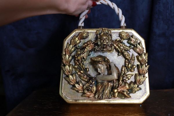 SOLD! 9770 Vintage Style Roman Statue Distressed Embellished Handbag