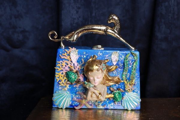 9771 Baroque Boutique Style Mermaid Seahorses Nautical Embellished Handbag