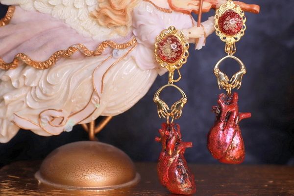 SOLD! 9794 Art Jewelry Realistic Heart Earrings Studs