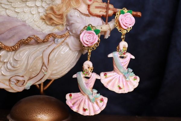 SOLD! 9809 Art Jewelry Ballerina Dress 3D Effect Studs Earrings