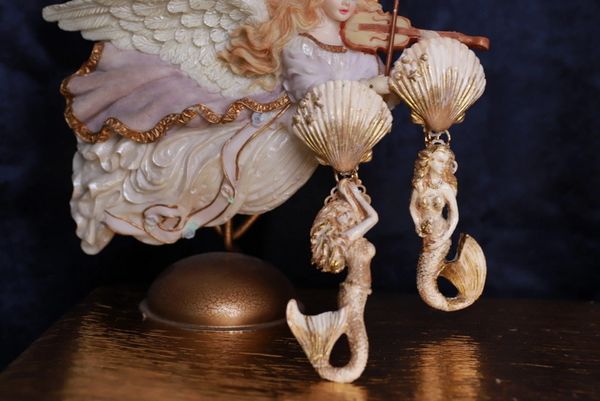 SOLD! 9810 Nautical Faced Mermaids Vintage Style Hand Painted Earrings