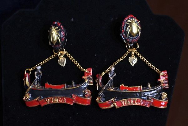 SOLD! 9812 Venetian Gondola Runway Hand Painted Earrings