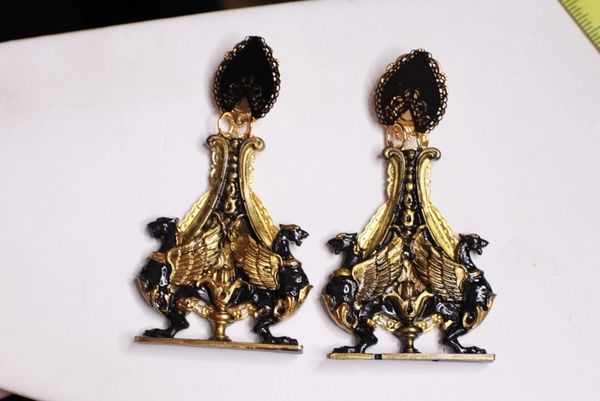 SOLD! 9834 Medieval Gargoyles Vintage Style Studs Earrings