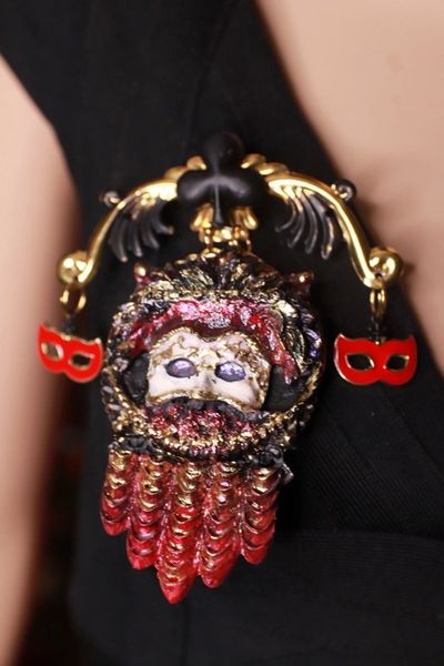 9845 Venetian Mask Theatre Hand Painted Large Brooch Pin