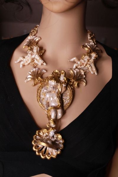 SOLD! 9846 Just The Necklace Baroque Cherubs Vintage Style Massive