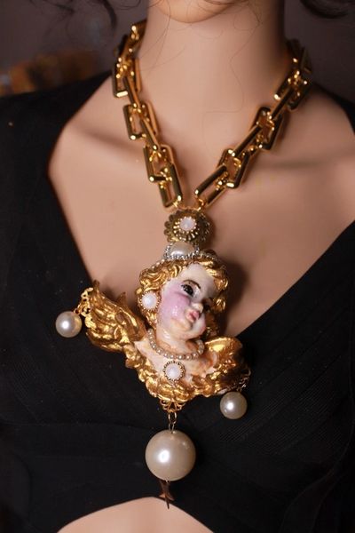SOLD! 9847 Just The Necklace Baroque Cherubs Vintage Style Massive