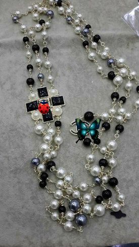 131 MAdam Coco Pearl Glass Enamel Multi Layered Necklace