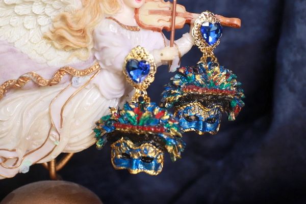 SOLD! 9858 Venetian Mask Hand Painted Earrings
