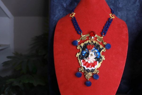 9869 Dark Series Art Jewelry 3D Effect Venetian Mask Jocker Huge Necklace