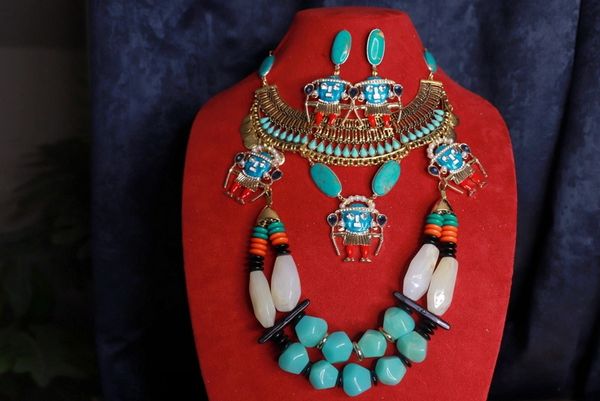 9871 Necklace+ Earrings Maya Jewelry 3D Effect Massive Set