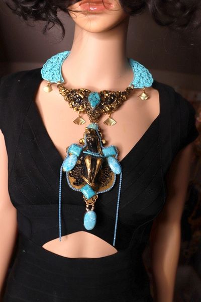 SOLD! 9880 Genuine Larimar Greek Goddess Large Necklace