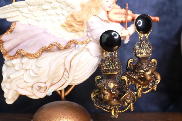 SOLD! 9890 Baroque Vintage Style Chubby Cherubs Studs Earrings