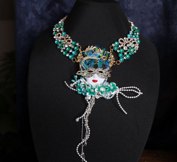 SOLD! 9920 Dark Series Art Jewelry 3D Effect Venetian Mask Jocker Huge Necklace