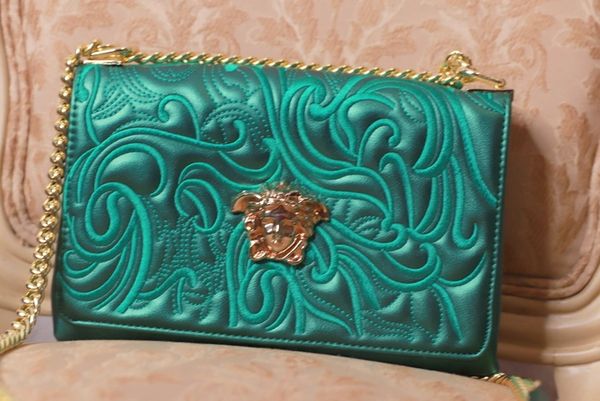 8250 Runway Green Embroidery Clutch Handbag