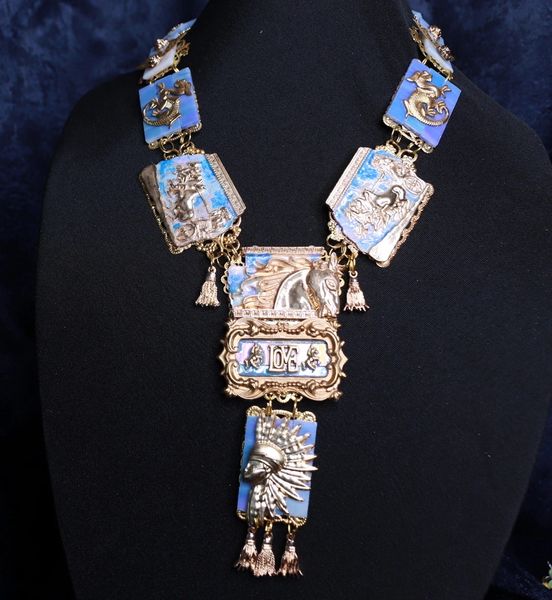 SOLD! 9940 Roman Revival Blue Large Necklace