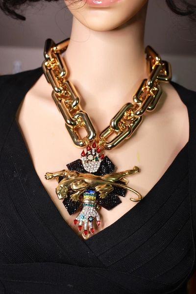 9958 Baroque Chained Leopard Massive Necklace