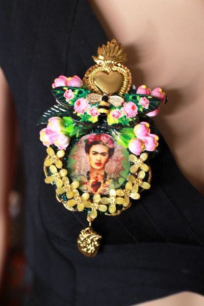 9987 Frida Kahlo Sacred Heart Huge Brooch