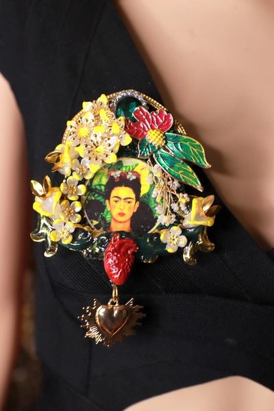 9988 Frida Kahlo Sacred Heart Huge Brooch