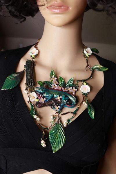 10000 Hand Painted Vivid Iguana Necklace