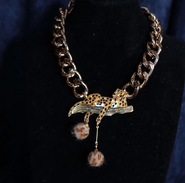 SOLD! 10017 Leopard Enamel Choker Necklace