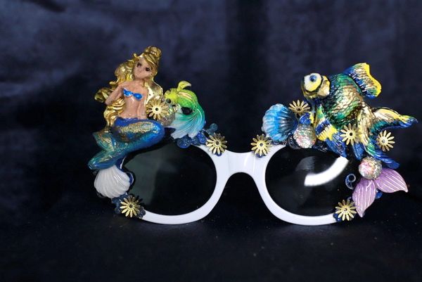 10052 Nautical Mermaid Fish Embellished Sunglasses