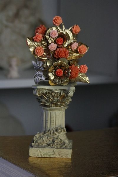 SOLD! 134 Art Nouveau Coral Flower Metal Bangle Cuff
