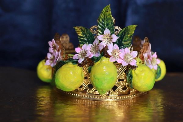 SOLD! 10093 Baroque 3D Effect Lemon Fruit Statement Headband